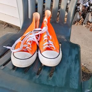 neon orange chuck taylors